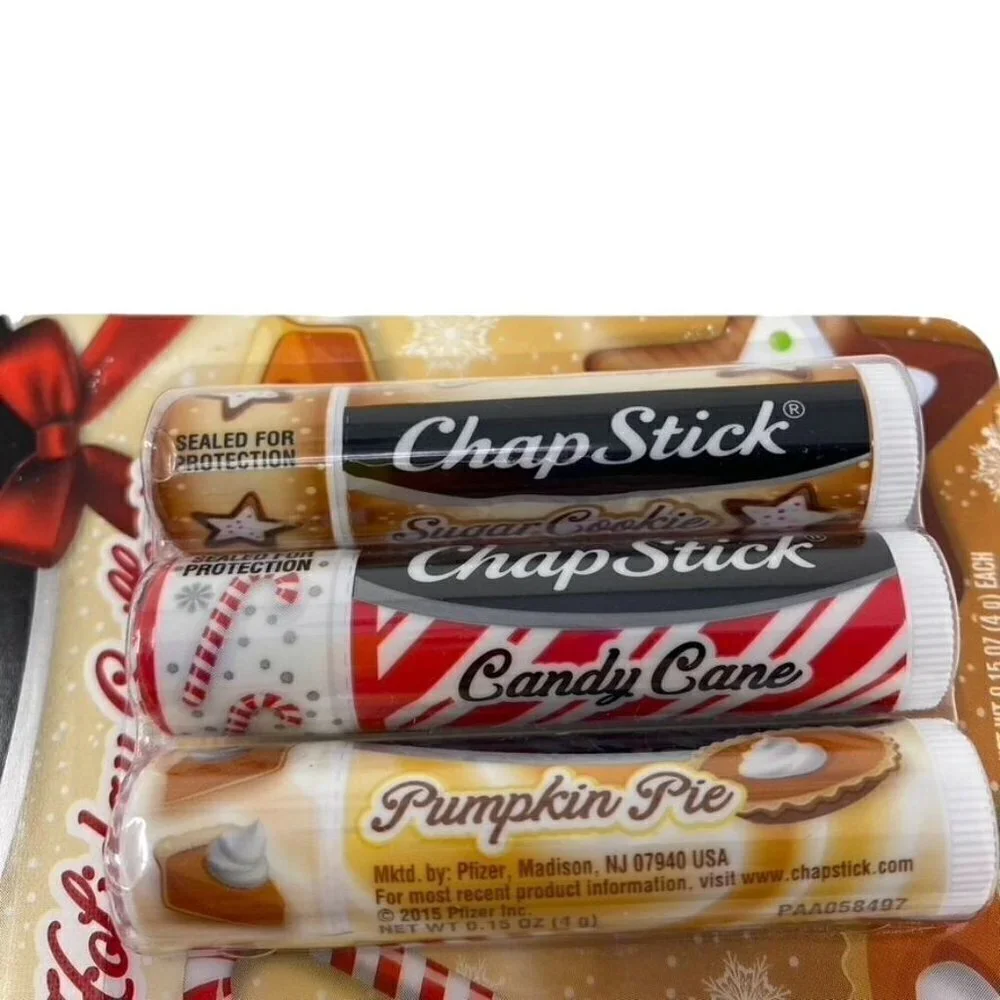 Chapstick Holiday Collection Lip Balm - Candy Cane Pumpkin Pie Sugar Cookie 3ct